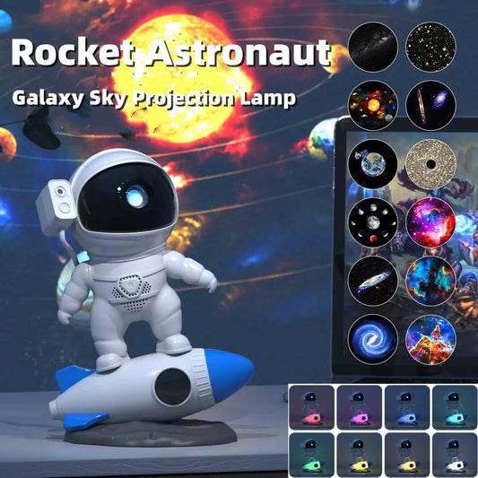 Rocket Astronaut Galaxy Starry Sky Projector Lamp Desktop - Lirana Decor